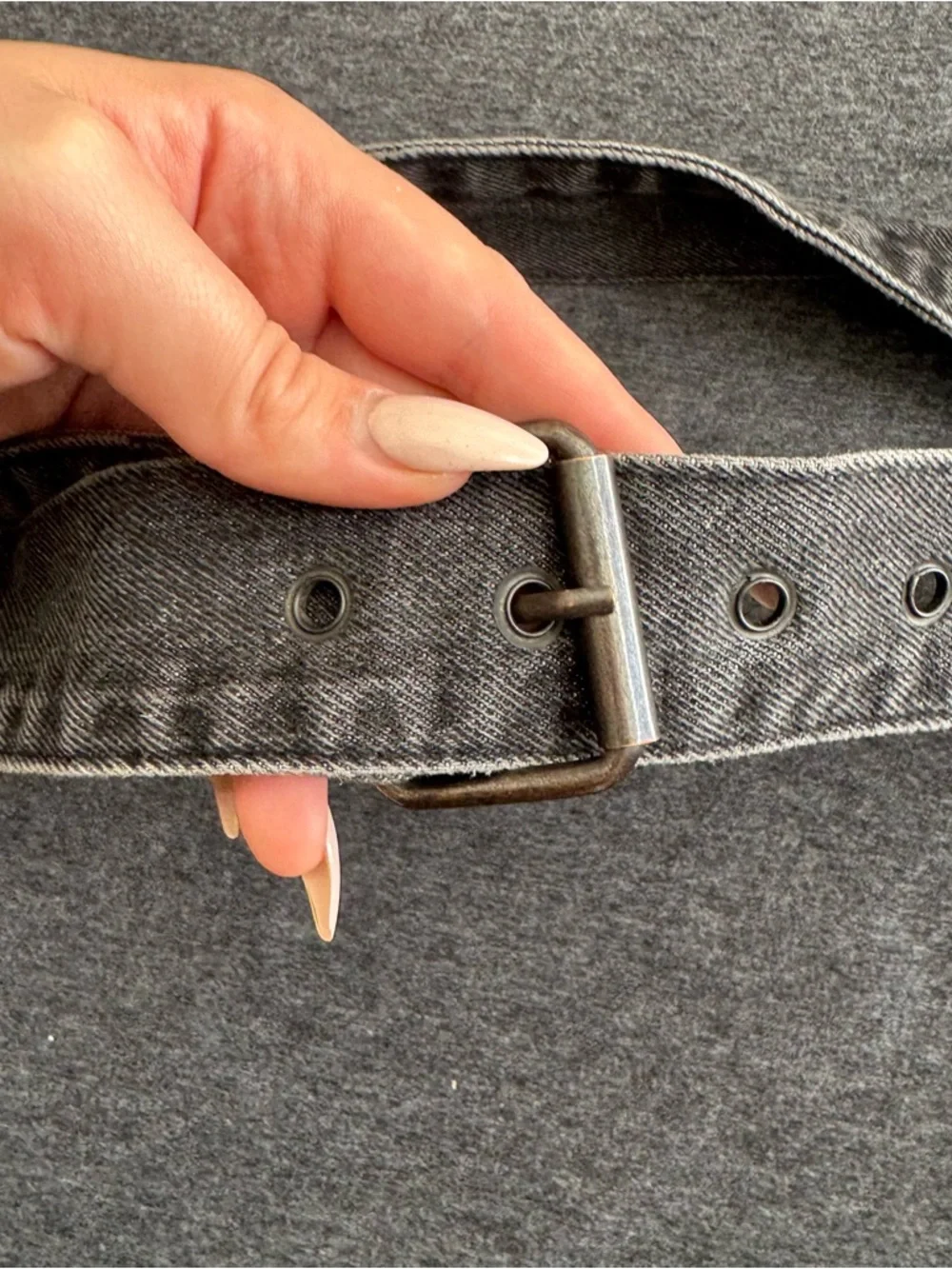 Grey Denim Belt - Casual Adjustable Jean Belt